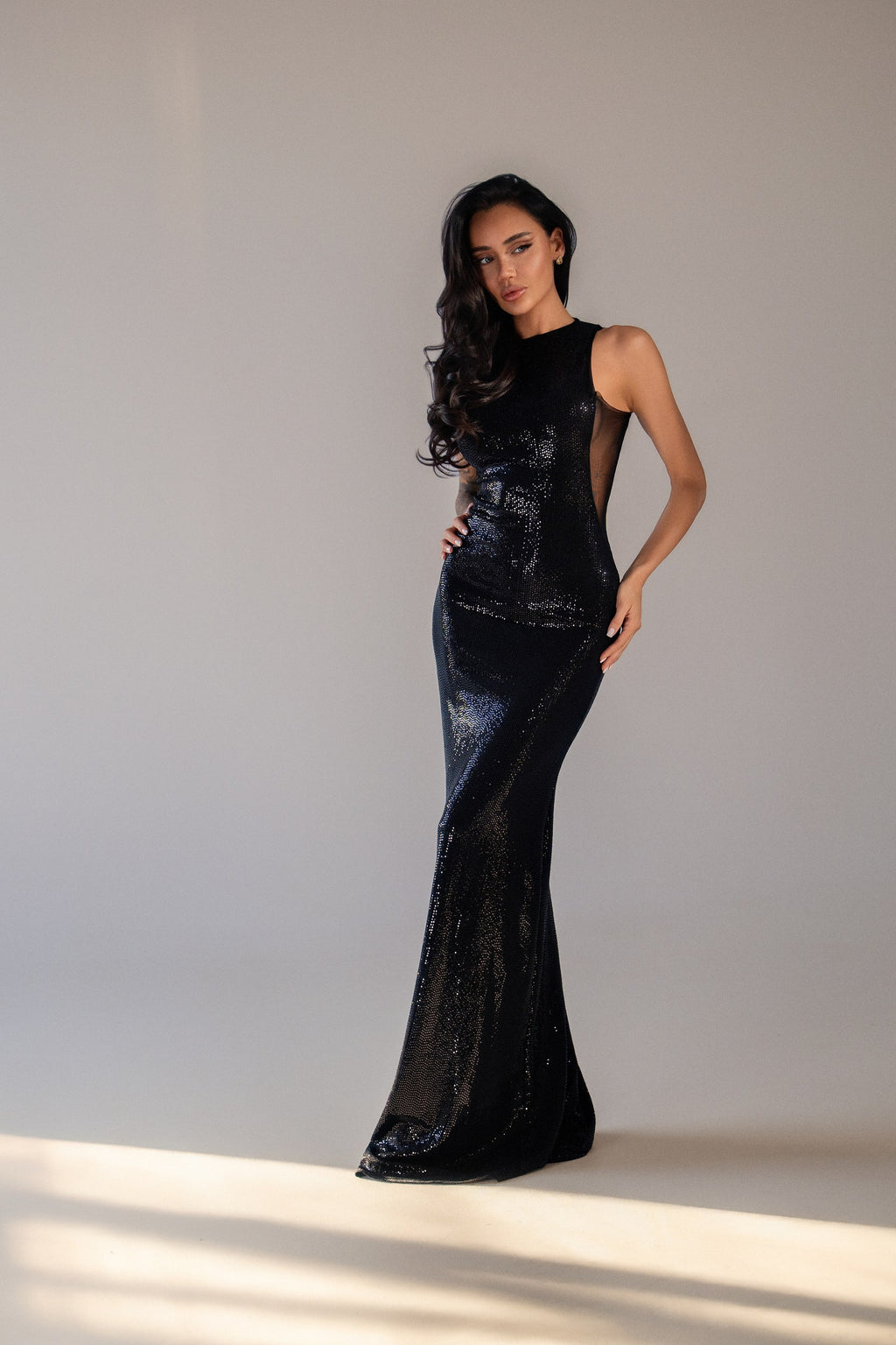 Black Sequin Maxi Dress