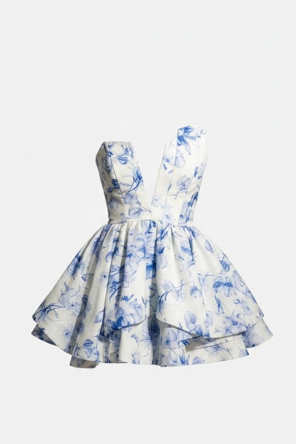 Blue Porcelain Mini Dress