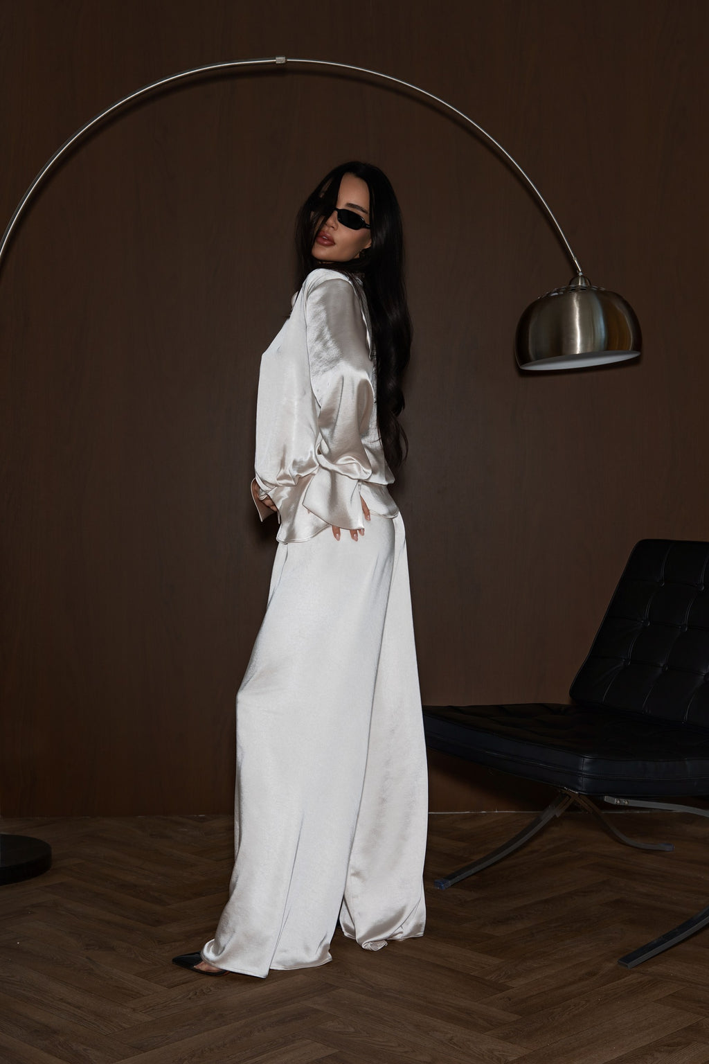 Ivory Satin Pants