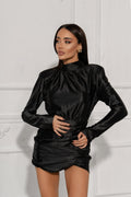 Black Satin Mini Dress