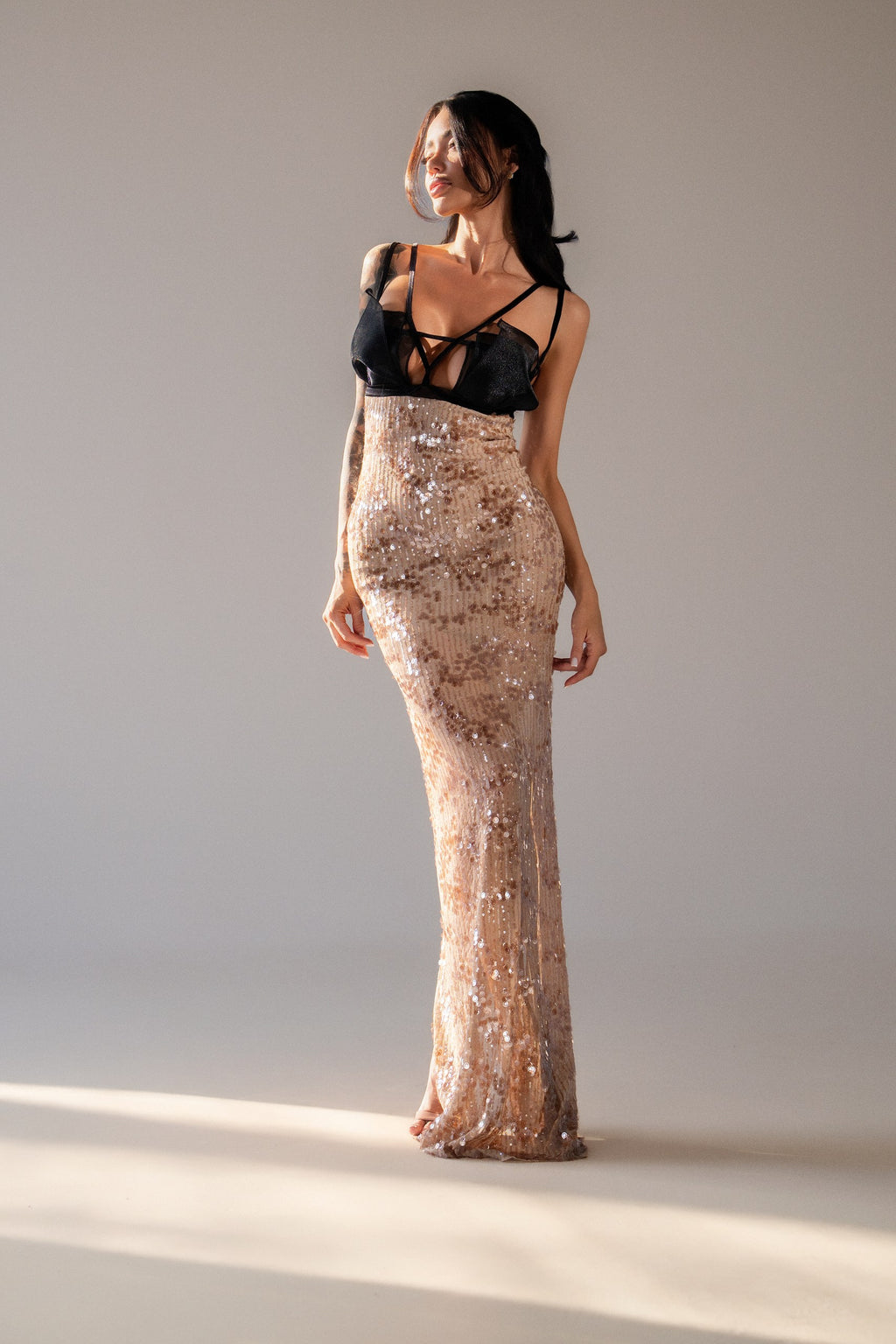 Champagne Sequin Maxi Dress