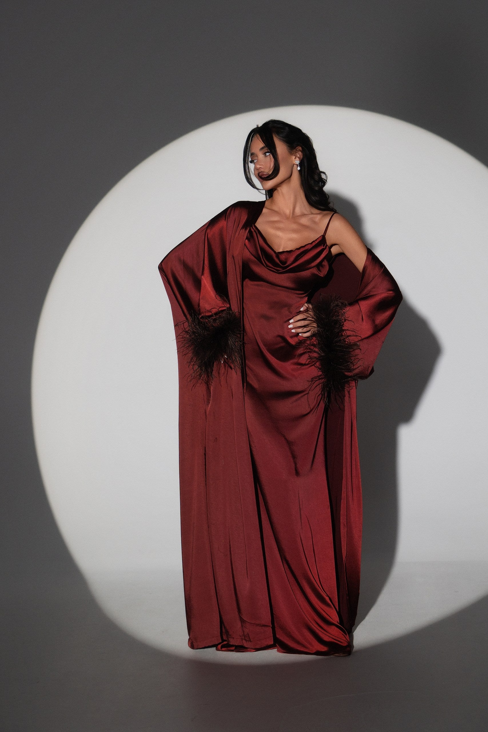 Burgundy Satin Maxi Dress