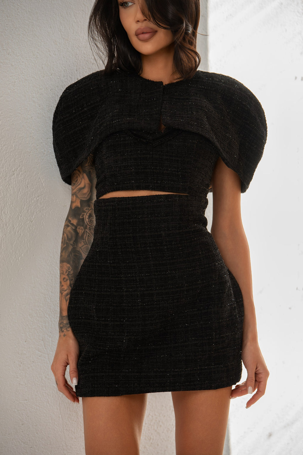 Black Tweed Mini Dress