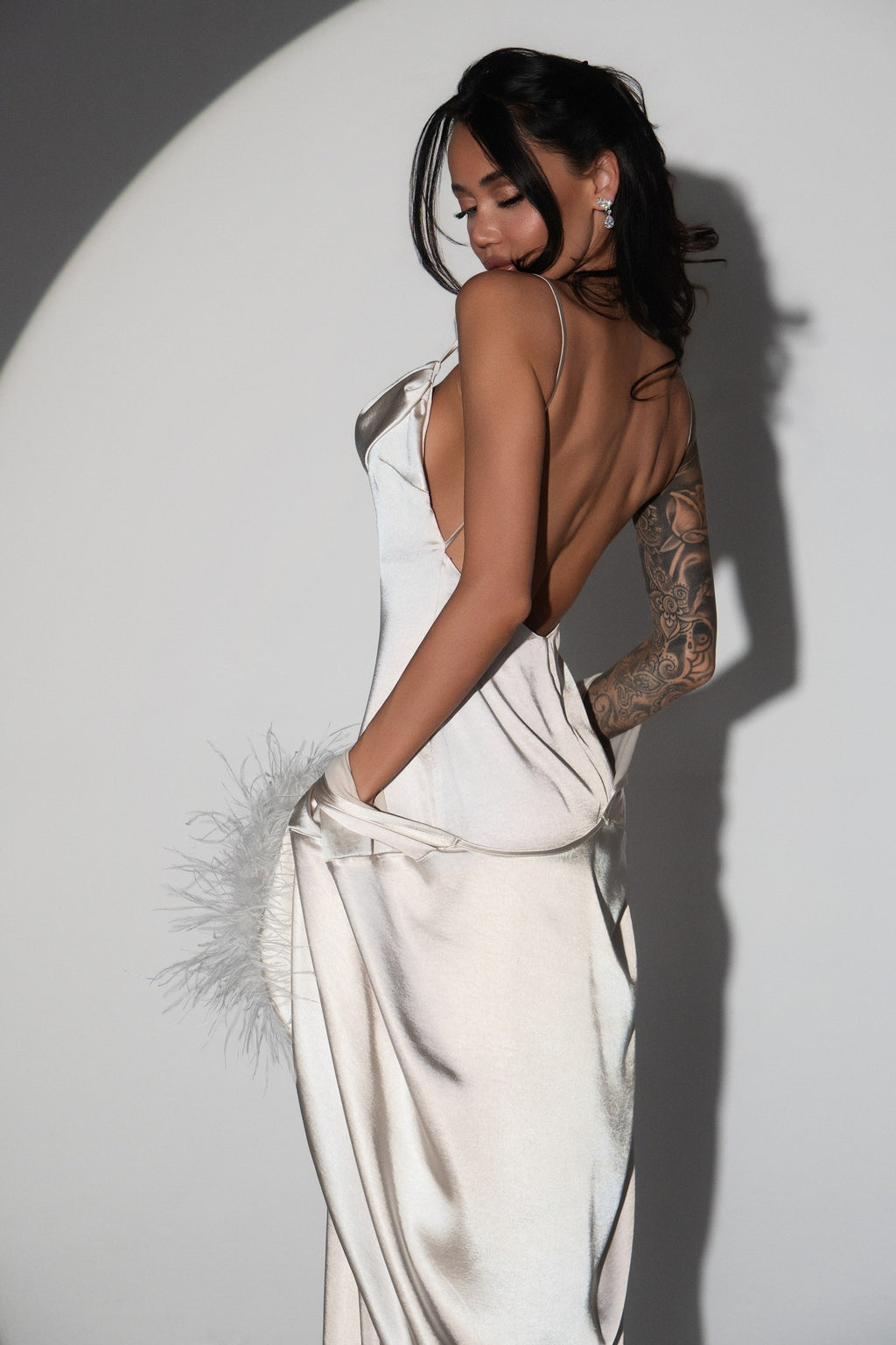 Champagne Satin Maxi Dress