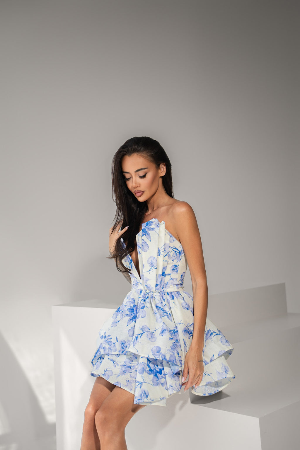 Blue Porcelain Mini Dress