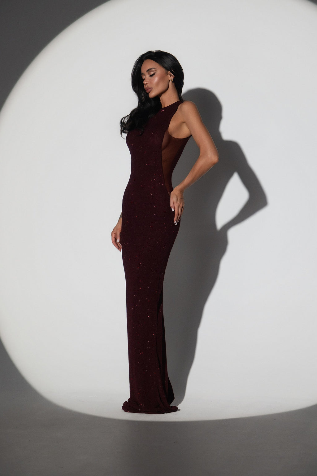 Burgundy Sparkle Maxi Dress