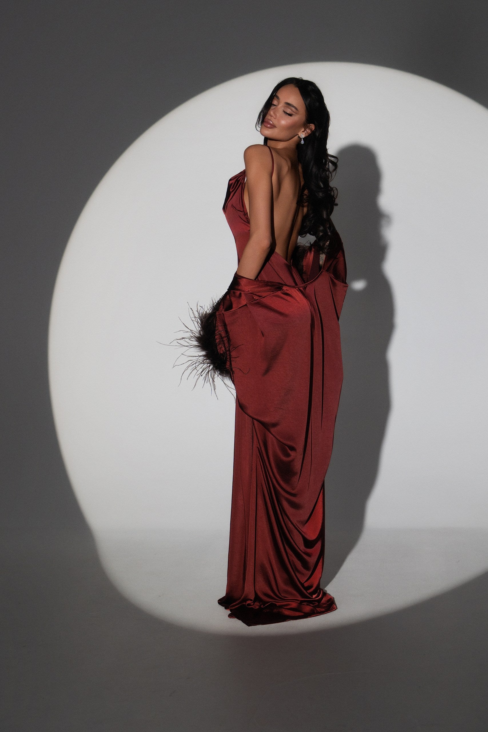 Burgundy Satin Maxi Dress