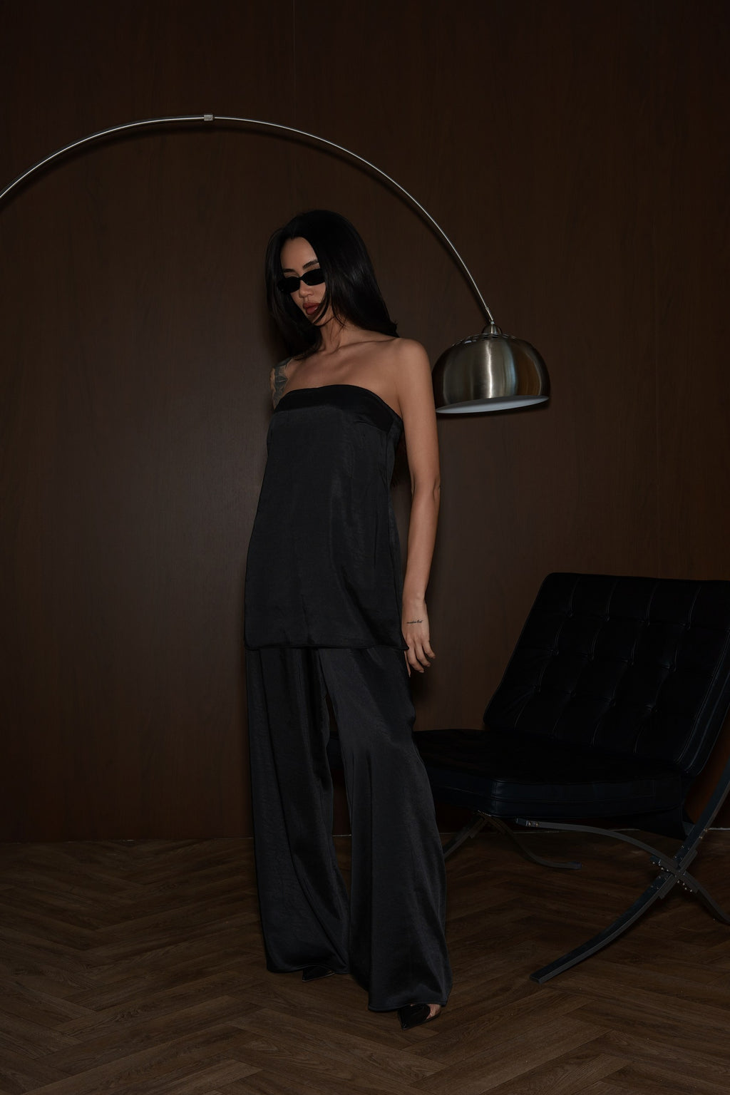 Noir Satin Top