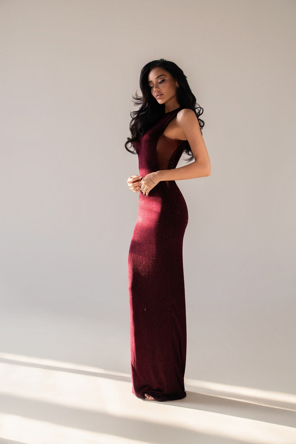 Burgundy Sparkle Maxi Dress