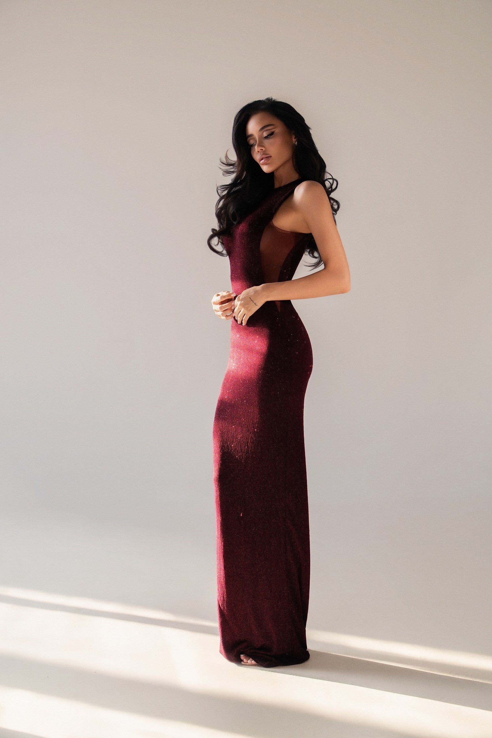 Burgundy Sparkle Maxi Dress