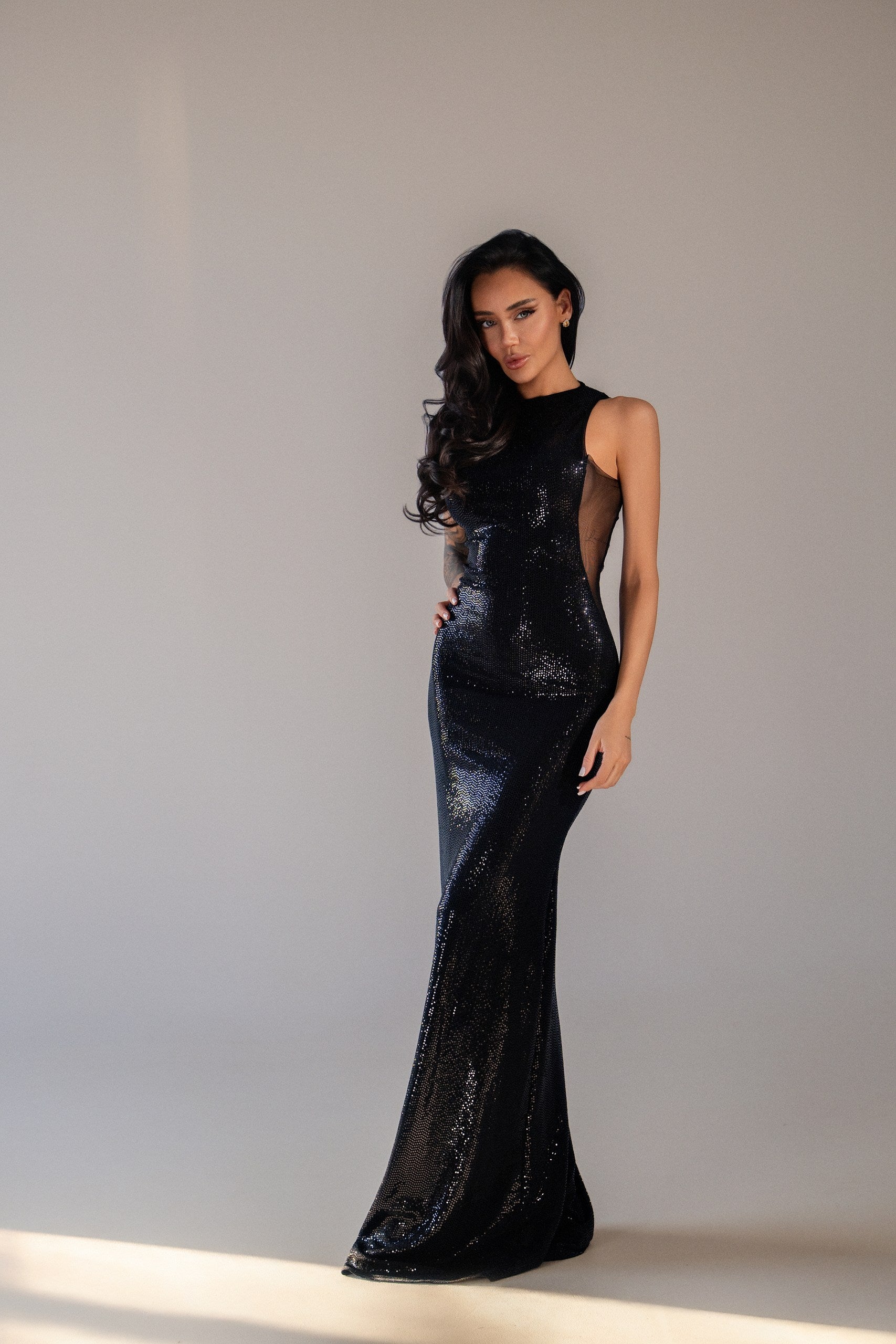 Black Sequin Maxi Dress